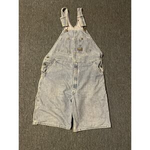 OshKosh VTG 80's Overall Vestbak Shorts Adult Light Denim Wash Unisex 38 Great